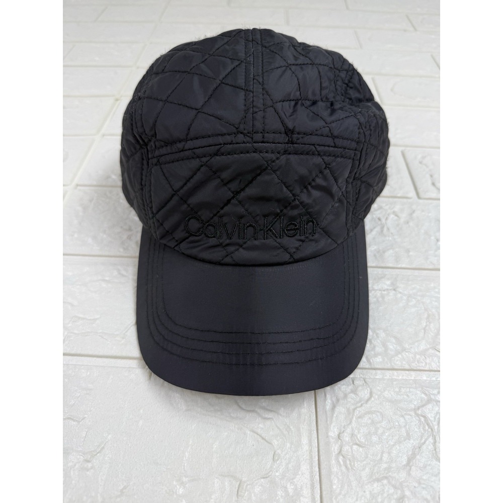 Calvin Klein Baseball Hat, Quilted, Strap Back, Black Logo Mens One Size Casual